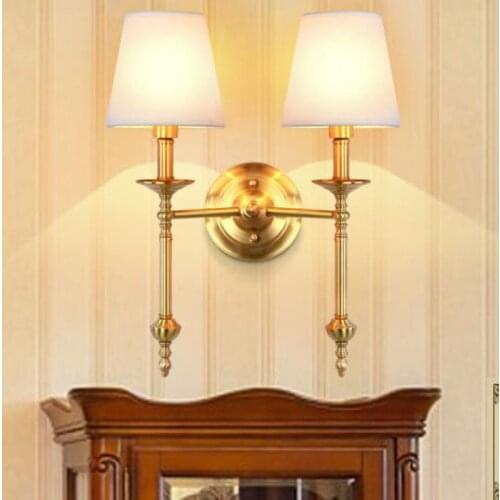 Star Hotel Gold led Wall Sconce Fixtures fabric shade Retro Copper Wall light For palor E14 dressin Room mirror Light Arandela