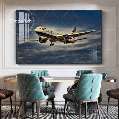 1 Pieces Airplane Modern Artworks For Living Room HD Spray On Canvas Oil Paintings Landscape Home Decor Wall Art Pictures