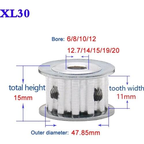 1Pcs XL 30 Tooth - 40 Tooth Synchronous Wheel Timing Belt Pulley Transmission Wheel Width 11mm Bore 6-20mm
