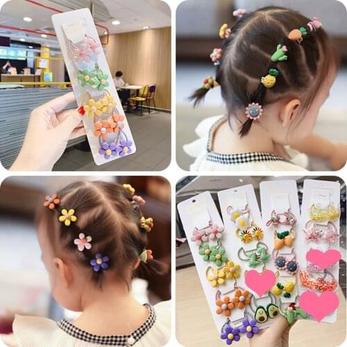 10pcs Headbands for Kids Girls Cute Cartoon Animals Fruit Elastic Hair Bands Scrunchies Ponytail Holder Hair Accessories