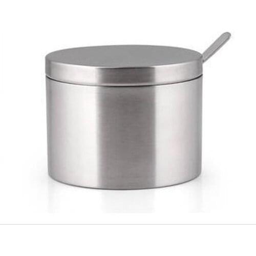 304 stainless steel condiment pot cylindrical condiment pot salt sugar spoon kitchen appliances condiment box pot with