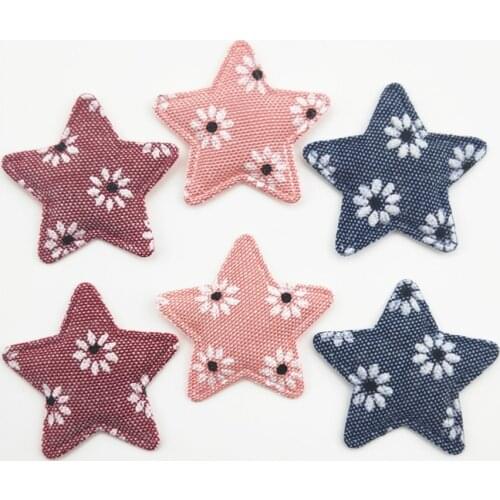 50Pcs/LOT 3.5CM Padded Cloth Star Appliques for DIY Hat Clothes Leggings Sewing Supplies Headwear Decor Patches