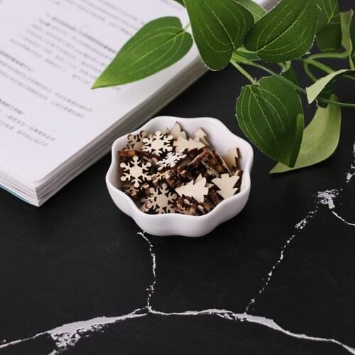 50pcs Cut Wood Embellishment Wooden Winter Festival Christmas Shape Craft Wedding Decor E56C