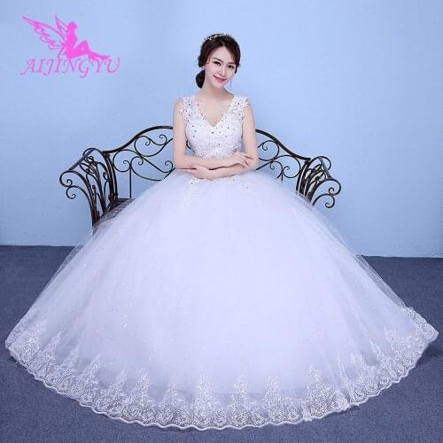 AIJINGYU Frocks Tail For Older Brides Plain Online Sale 2021 Free Shipping Turkey Cheap Wedding Gowns Near Me