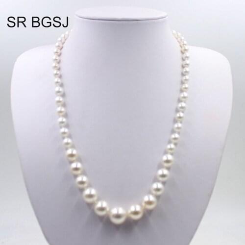 Free Shipping 6-14mm White Shell Pearl Choker Women Jewelry Pearl Necklace 19"