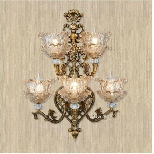 Free Shipping Brass Color Zinc Alloy Crystal Wall Lamp Lustres De Crystal Candle Lamp Corridor Style Wall Sconces Fixture