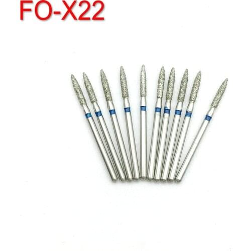 1 Box High Quality Dental Diamond Burs FG 1.6mm Medium High Speed Drills for Polishing Smoothing Teeth Polishers FO-X22