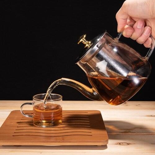 Teapot With Stainless Steel Infuser Basket Heat Resistant Glass Coffee Tea Pot For Flower Tea Oolong Puer Kettle Tool Tea Set