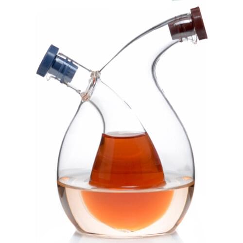 Two in one creative glass oil pot kitchen supplies double layer soy sauce bottle oil vinegar bottle seasoning bottle spice jar