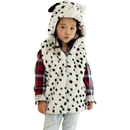 DOUBCHOW Cute Animal Vest Childrens Cartoon Dalmatian Winter Sleeveless Hooded Kids Girls Boys Costume Cosplay Outwear Coat