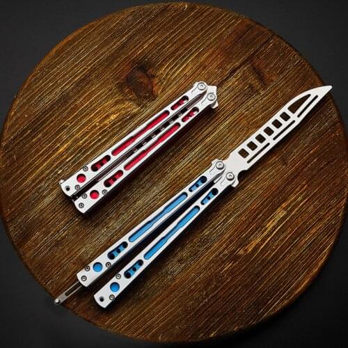 EDC Self-Defense Balisong Sandwich Structure CNC Made Aluminum Alloy Handle G10 Lining Not Edged Butterfly Training Knife