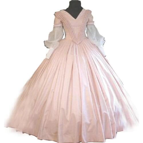 HistoricalCustomer-made Pink Victorian dress 1860s Civil war Dress Vintage Cosplay dresses Scarlett dress SZ US6-36 V-302