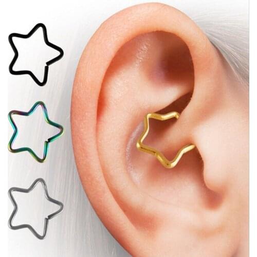 Surgical Steel Star Shape Helix, Tragus, Cartilage, Ear Piercing Hoop nose ring body piercing jewelry