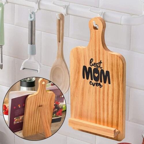Sturdy Cookbook Stand Bamboo Recipe Book Tablet Holder Rack Bookrest for Tablets Universal Mobile Phone Holder Cookbook Stand