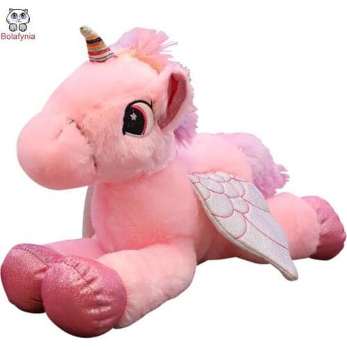 BOLAFINIA wings unicorn children plush toys cartoon horse kids stuffed toy Christmas birthday gift doll