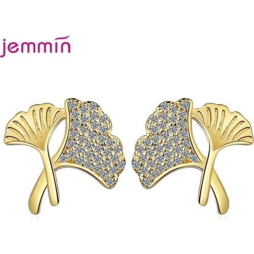 Literary Ginkgo Leaf Shape Stud Earrings Vintage Womens Statement Earring Fine Jewelry Accessories Best Friendship Gift