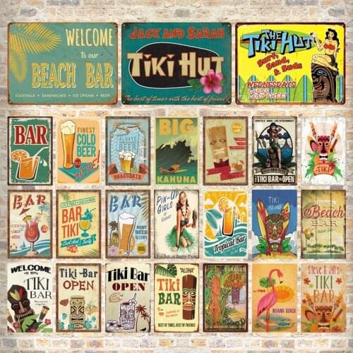 Beach Bar Surf sand Beer Metal Sign Beach Tin Sign Plaque Metal Vintage Summer Metal Wall Sign Beach Decor for Beach Bar Beach