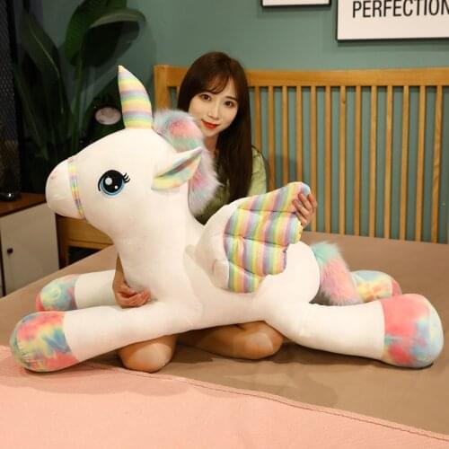 Nice Huggable Cute Unicorn Dream Rainbow Plush Toy High Quality Pink Horse Sweet Girl Home Decor Sleeping Pillow Gift For Kids