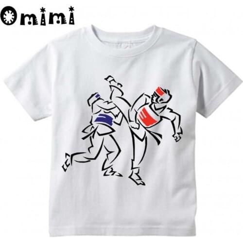 Boys/Girls Taekwondo Fashion Design T Shirt Kids Great Casual Short Sleeve Tops Childrens Funny T-Shirt