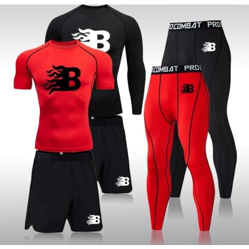 Mens Sports Suit Thermal underwear Set Compression Tights Leggings T-Shirt Jogging Tracksuit Men Short Or Long Johns Clothes