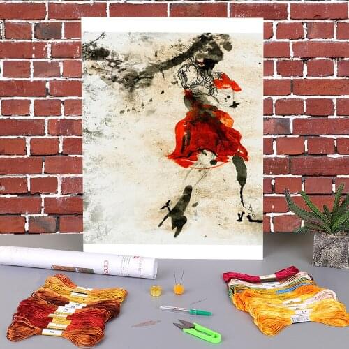 Unknown A Study In Scarlet Printed Canvas 11CT Cross Stitch Complete Kit Embroidery DMC Threads Handmade Hobby work Magic