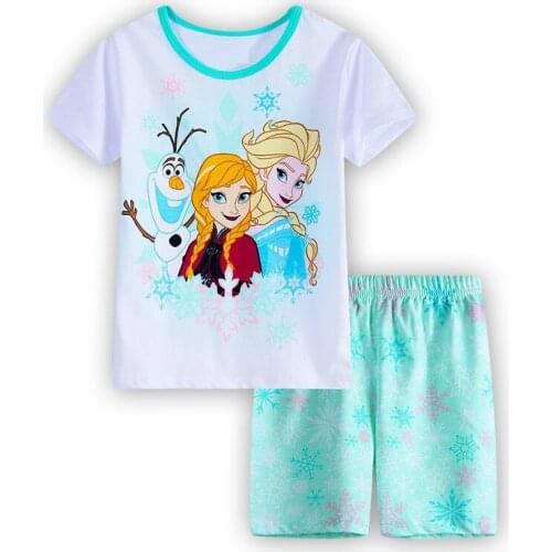 New Frozen Children Girls Baby Clothes Princess Pajamas Summer Short-Sleeved Cute Pajamas Cartoon Suit