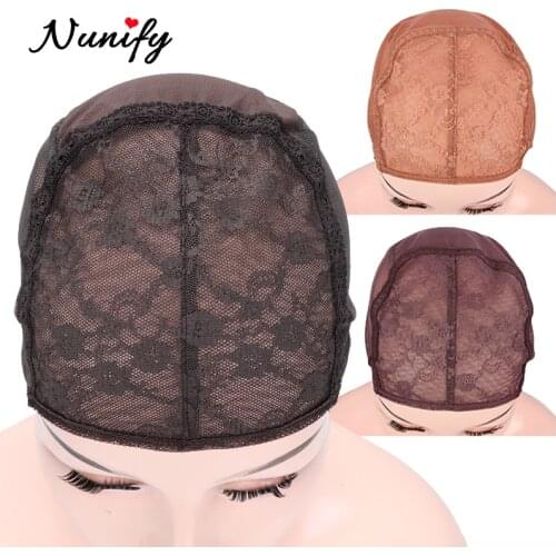 Nunify 3Pcs/Lot Best Wig Cap For Making Wigs Cheap With Adjustable Strap Lace Wig Net On The Back Weaving Wig Cap Stretchable