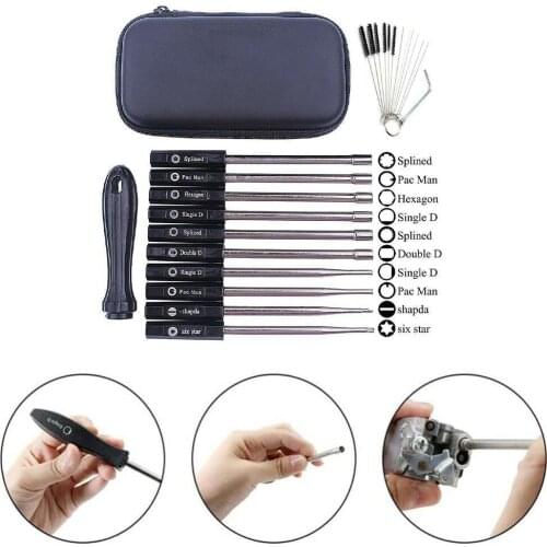 10PCS/Set Carburetor Screwdrivers Adjustment Multi-head Tune-up Bolt Key Car Repair Maintenance Tool Set with Brush (Black)