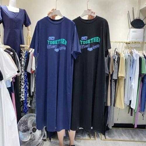Maternity Dress Summer New Style Long Short-sleeved T-shirt Skirt Letter Top Maternity Skirt Maternity Clothes Dress