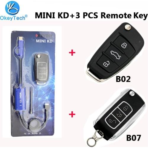 OkeyTech B01-3/B02/B07 With Mini KD 3 Buttons Remote Key Generator Remotes Support Android Mini KD Auto Key Programming
