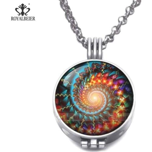 ROYALBEIER New Arrival 20 styles Aromatherapy Essential Oil Charm Circle Pendant Necklace Jewelry Gift For Women Wholesale
