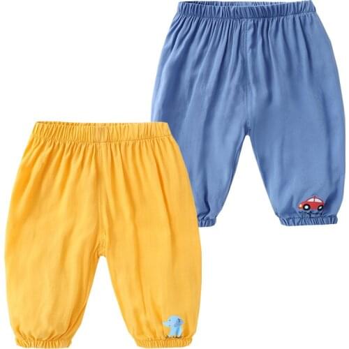 Thin Toddler Boys Pants Cool Fabric Elastic Waist Tropic Baby Girls Trousers Summer Outfit Mosquito-proof Kids Clothes