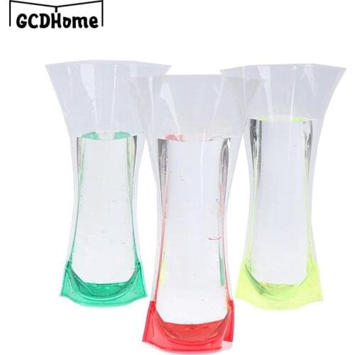New 1PCS Eco-friendly Unbreakable Foldable Folding Flower Plastic PVC Durable Vase Home Wedding Party Easy to Store Random