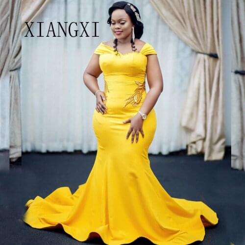 Yellow Mermaid Evening Dress Off The Shoulder Sexy Charming Evening Dresses Long Formal Gown Prom Party Dresses Vestido de festa