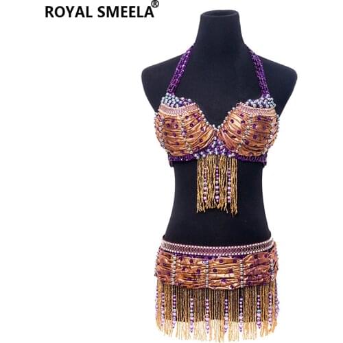 Hot Women Sequined bling retro Top belt Beaded Fringe belly dance costume sexy belly dance wear belly dance bra belt set-WY7114