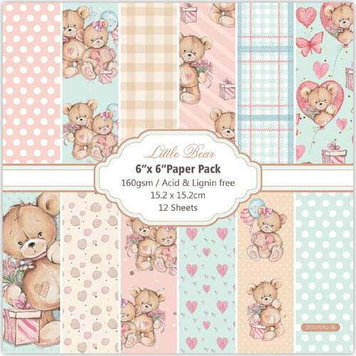 12 Sheets little bear Scrapbooking Pads Paper Origami Art Background Paper Card Making DIY Scrapbook Paper Craft C1019
