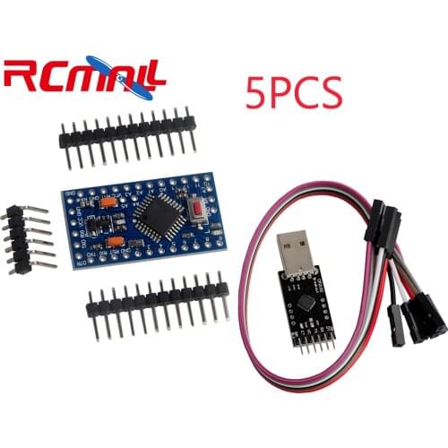 5Pcs Pro Mini Atmega328P 3.3V 8Mhz / 5V 16Mhz / CP2102 Module STC USB 2.0 to TTL Serial Converter Downloader for Arduino Nano