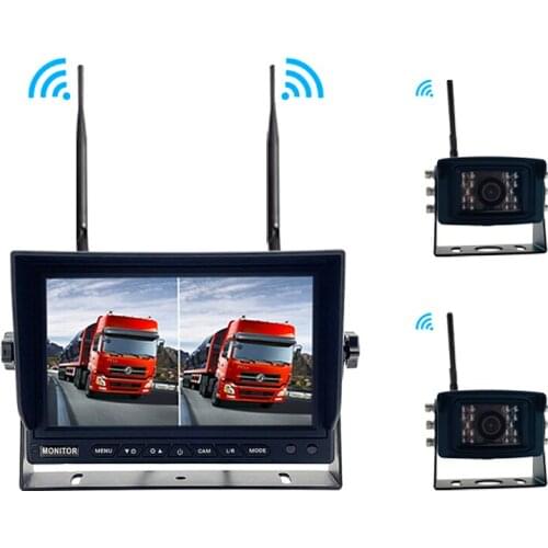 7 Inch 2 Channel Dashboard Wireless All In One Monitoring 2.4G Cordless AHD Camera System