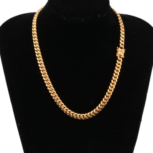8mm Charming Mens Womens Cuban Miami Link Necklace Or Bracelet Stainless Steel Gold Casting Curb Chain Jewelry Customizd 7-40"