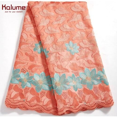 Kalume African Cotton Lace Fabric 2021 Swiss Voile High Quality Nigerian Lace Fabric 5 Yards For Diy Sew Dress Party F2577