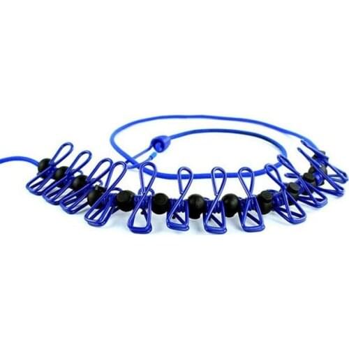Clothesline Windproof Anti-skid Belt Positioning Buckle 12 Clip Elastic Rubber Band Outdoor Supplies