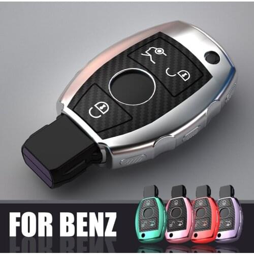 For Mercedes Benz A C E R M class CLA GLA 3 button keys TPU Carbon fiber Car Remote Key Case Cover Keychain