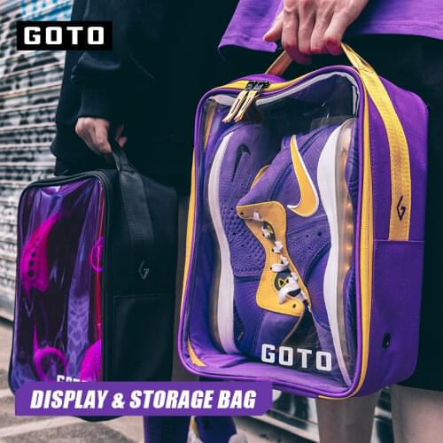 GOTO Transparent Black Purple Yellow Outdoor Sports Waterproof PVC Gym Sneaker Shoes Hand Bag Portable Traveling Luggage Storage