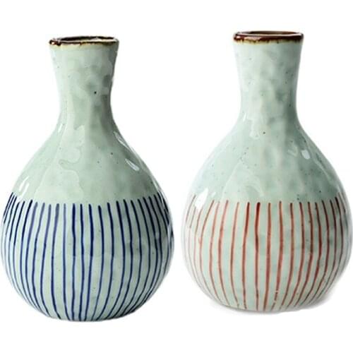 50-400ml Classic Retro Sake Bar Set 1 Hip Flask 2/4 Cups Blue Red Line Fruit Plum Decanter Cups Homehouse Family Drinkware