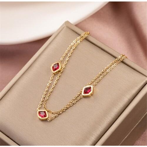 316L Stainless Steel Simple Red Lips Sexy Titanium Steel Bracelet Necklace Set Wedding Jewelry Set