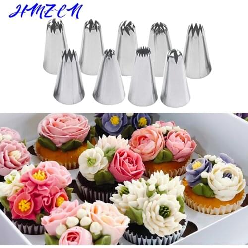 Large Size Premium Stainless Steel Piping Nozzles Russian Rose Pastry Tips Cake Cream Cupcake Decorating Tools 8Pcs/Set
