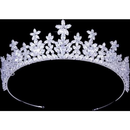 Crown HADIYANA Estilo Europeo Crown Hair CZ Accessories Creative Flower Leaf Design For Wedding Or Fashion Party BC5200 Corona