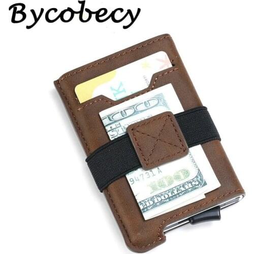 Bycobecy RFID Credit Card Holder Automatic Pouch for Credit Card Men and Women Unisex High Quality ID Case PU Leather Wallets