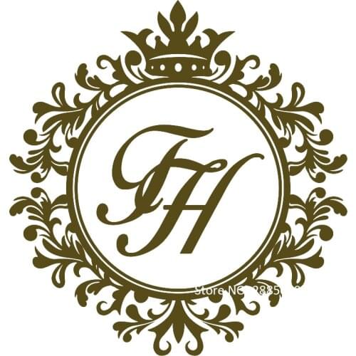 Circle Lace Design Bride & Groom Name Initials Decals Vinyl Stickers Art Wedding Floor Decor Wallpapers No background New LC1246