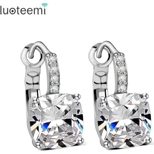 LUOTEEMI European Style Geometirc Cut Pure CZ Crystal Novel Sexy Lady Luxury Latest Dinner Party Fashion Earring For Women